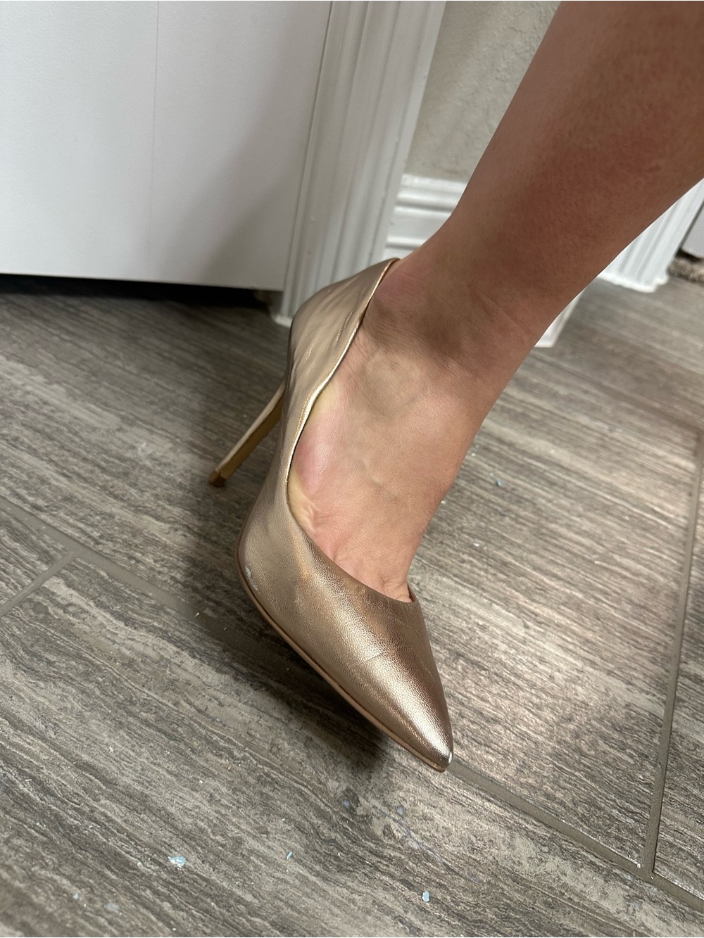 Charles By Charles David Metallic Rose Gold Pointed-Toe Stiletto Pump